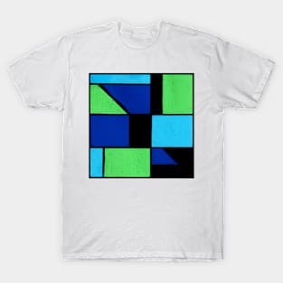 Blue Green Geometric Abstract Acrylic Painting III T-Shirt